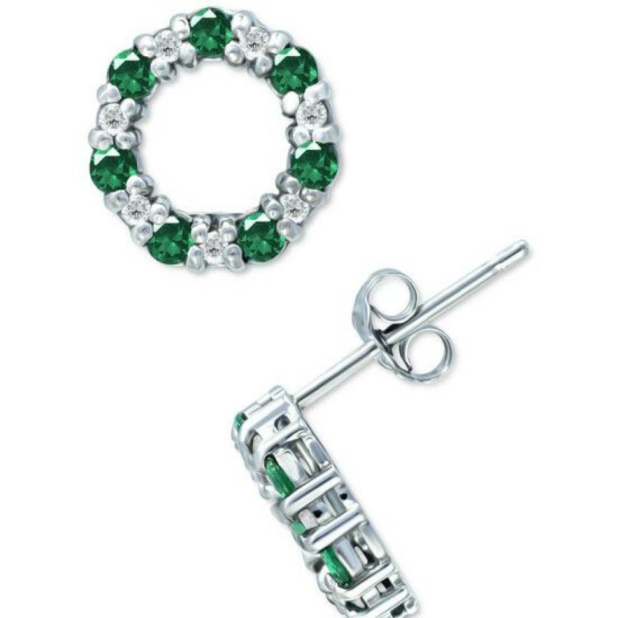 Jewelry & Watches * | Budget Giani Bernini Lab-Created Ruby (1/2 Ct. T.W.) & Cubic Zirconia Circle Stud Earrings In Sterling Silver (Also In ), Created For Macy'S Lab-Created Green Quartz