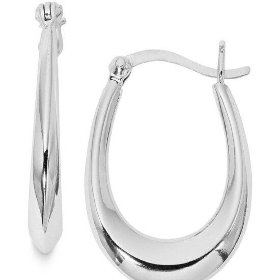 Jewelry & Watches * | New Giani Bernini Polished Small Oval Hoop Earrings In Sterling , Created For Macy'S Silver