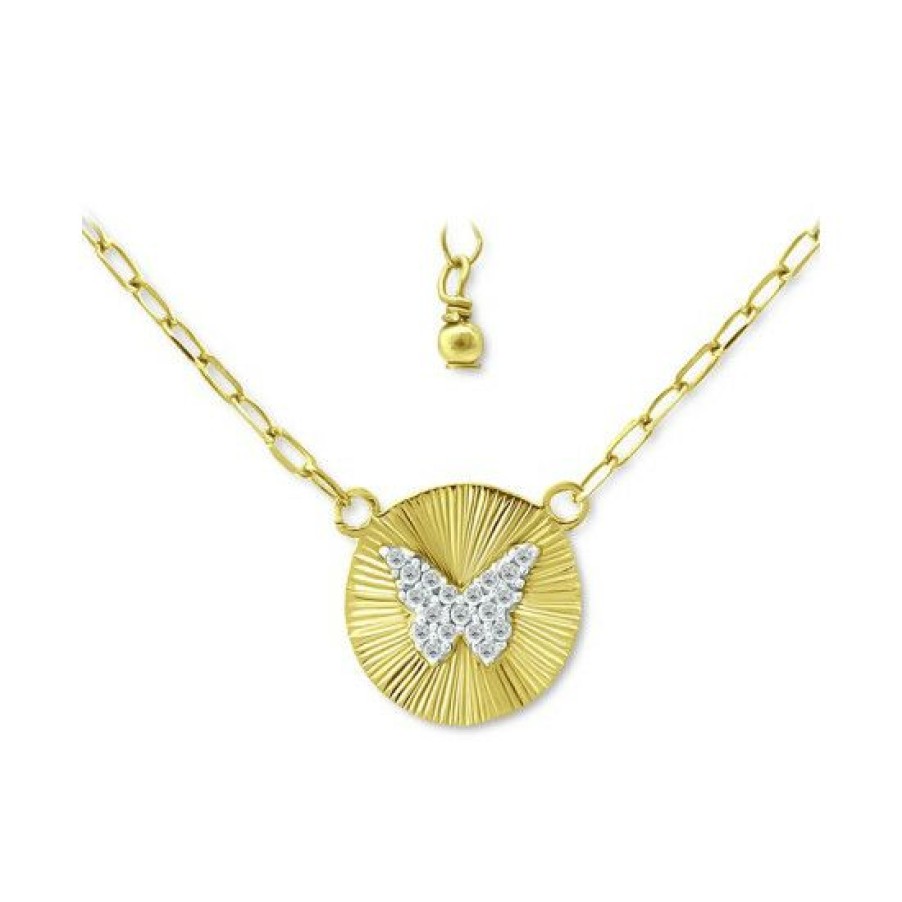 Jewelry & Watches * | Discount Giani Bernini Cubic Zirconia Butterfly Disc Pendant Necklace, 16 + 2 Extender, Created For Macy'S