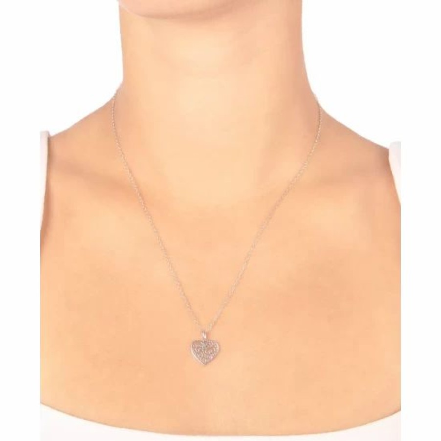 Jewelry & Watches * | Best Sale Giani Bernini Filigree Heart 18 Pendant Necklace, Created For Macy'S