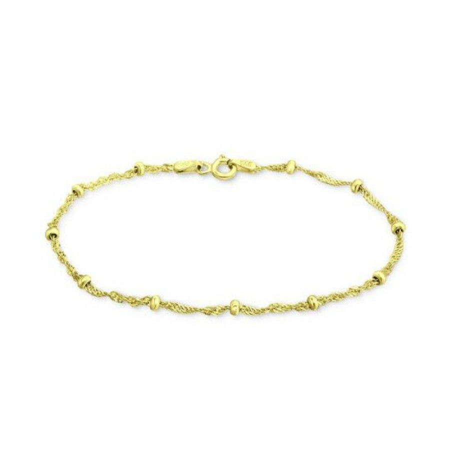 Jewelry & Watches * | Wholesale Giani Bernini Beaded Singapore Link Chain Bracelet In 18K Gold-Plated Sterling Silver, Created For Macy'S Gold Over Silver