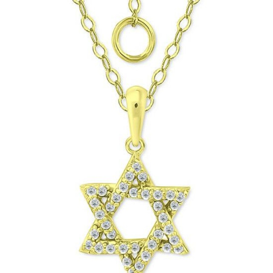 Jewelry & Watches * | Discount Giani Bernini Cubic Zirconia Star Of David Pendant Necklace, 16 + 2 Extender, Created For Macy'S