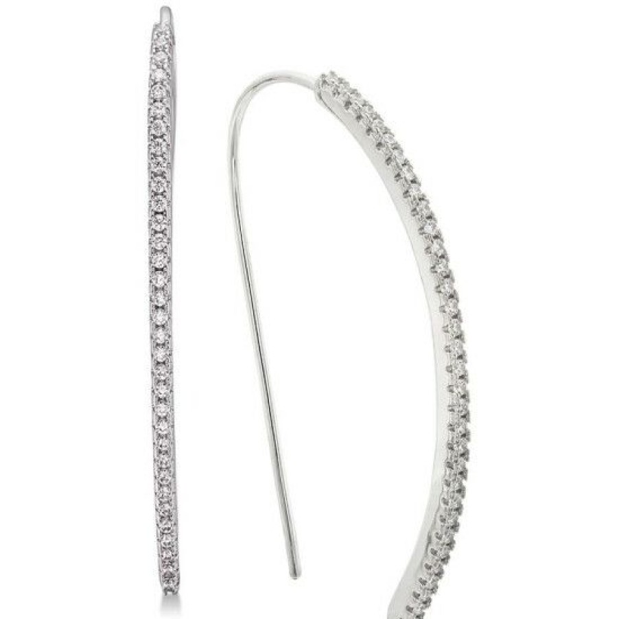 Jewelry & Watches * | Top 10 Giani Bernini Cubic Zirconia Pave Dagger Drop Threader Earrings In Sterling , Created For Macy'S Silver