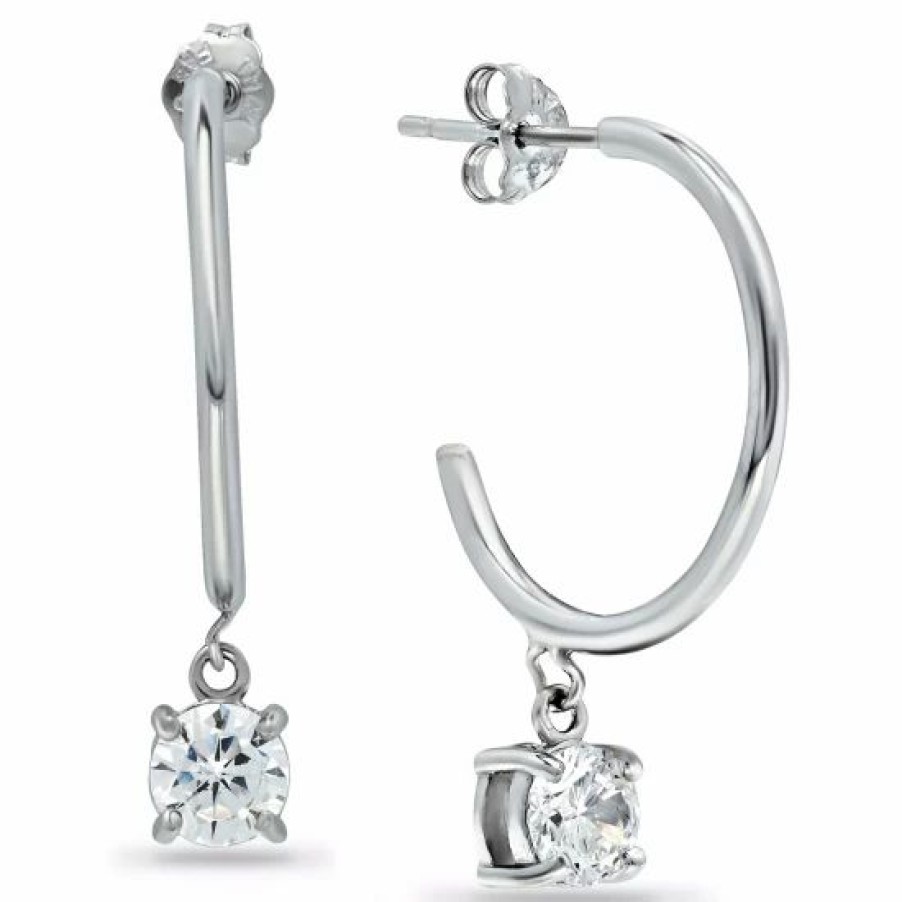 Jewelry & Watches * | Best Reviews Of Giani Bernini Cubic Zirconia Dangle Hoop Earrings In 18K Gold-Plated Sterling , Created For Macy'S Silver