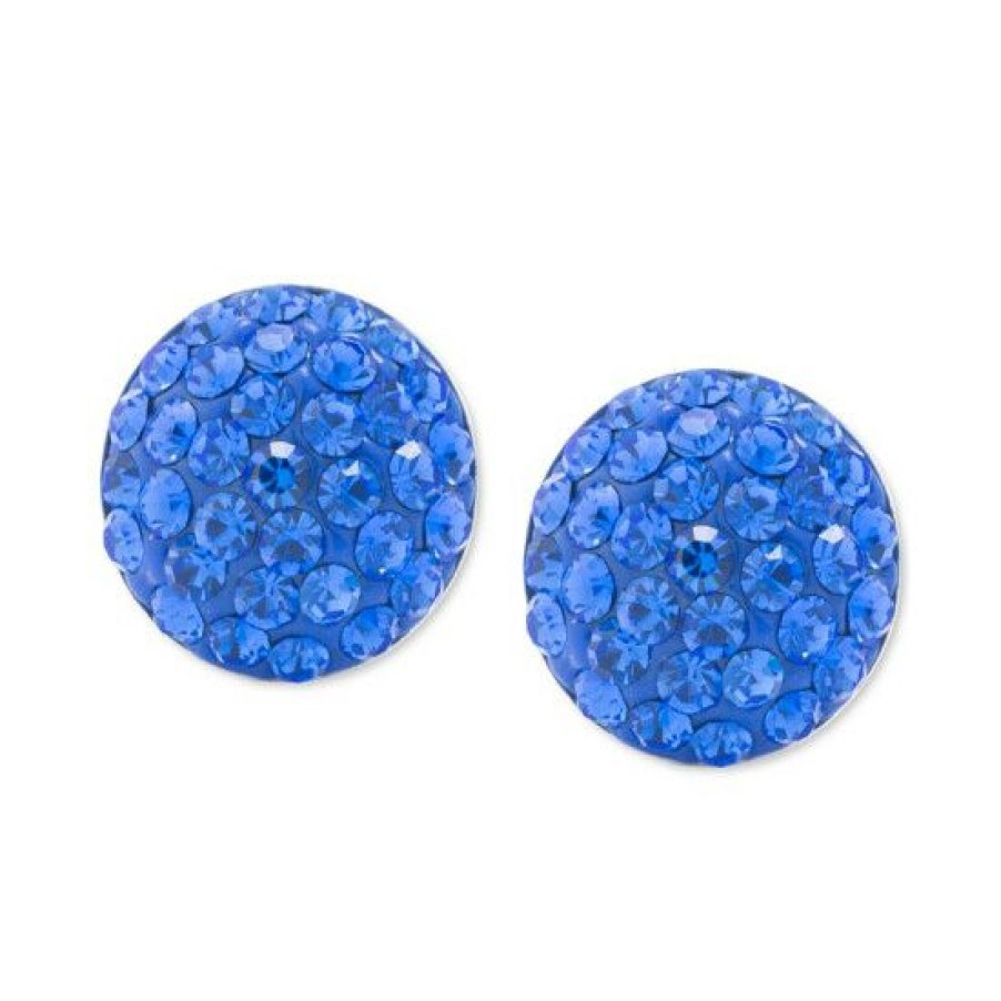 Jewelry & Watches * | Best Reviews Of Giani Bernini Blue Crystal Button Stud Earrings In Sterling Silver