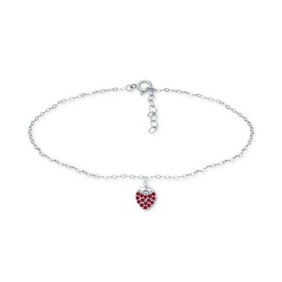 Jewelry & Watches * | Best Deal Giani Bernini Lab-Created Ruby Strawberry Cluster Ankle Bracelet In , Created For Macy'S Sterling Silver