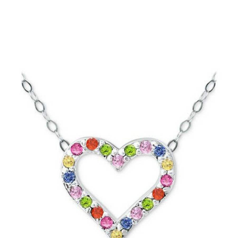 Jewelry & Watches * | Brand New Giani Bernini Lab-Created Pink Sapphire (1/3 Ct. T.W.) Color Cubic Zirconia Heart Pendant Necklace In Sterling Silver, 16 + 2 Extender, Created For Macy'S Multi