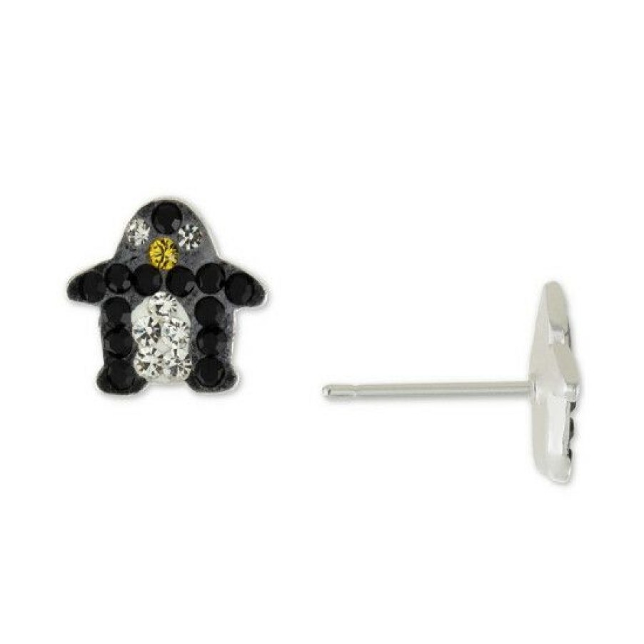 Jewelry & Watches * | Best Sale Giani Bernini Crystal Penguin Stud Earrings In , Created For Macy'S Sterling Silver