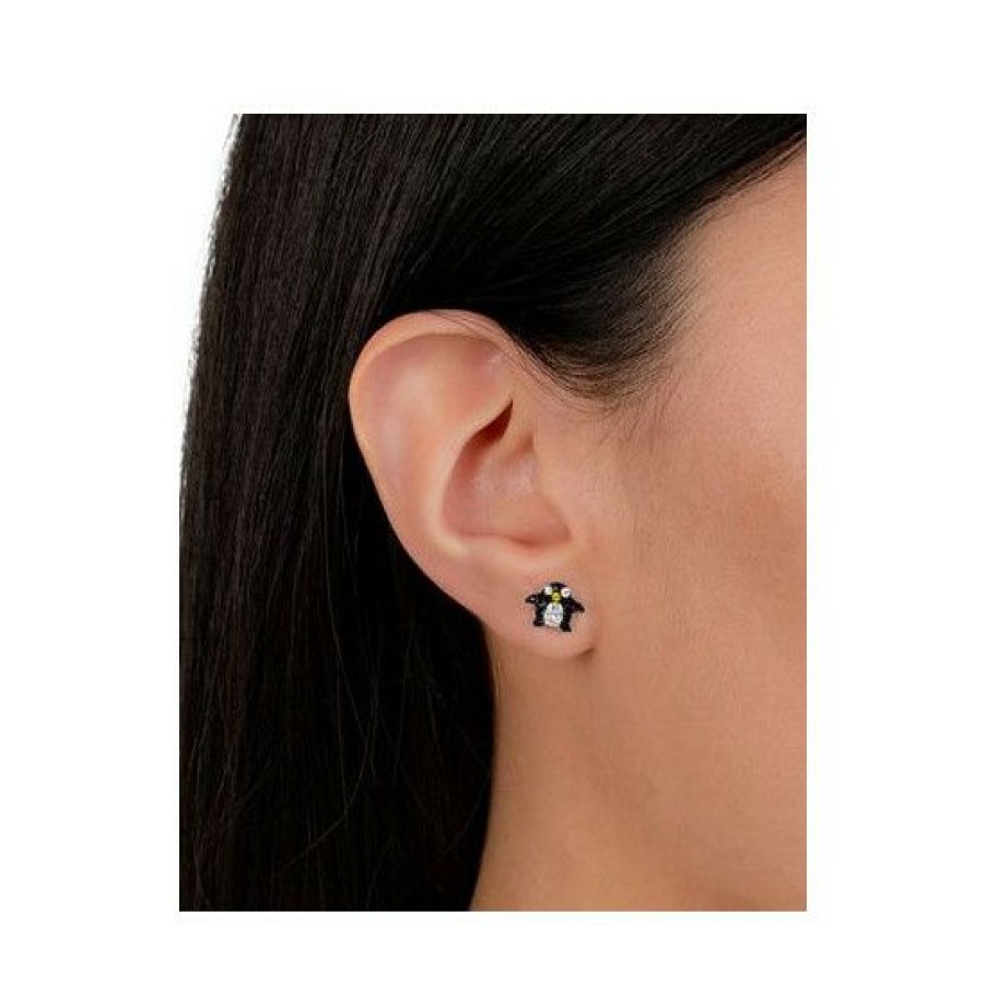 Jewelry & Watches * | Best Sale Giani Bernini Crystal Penguin Stud Earrings In , Created For Macy'S Sterling Silver