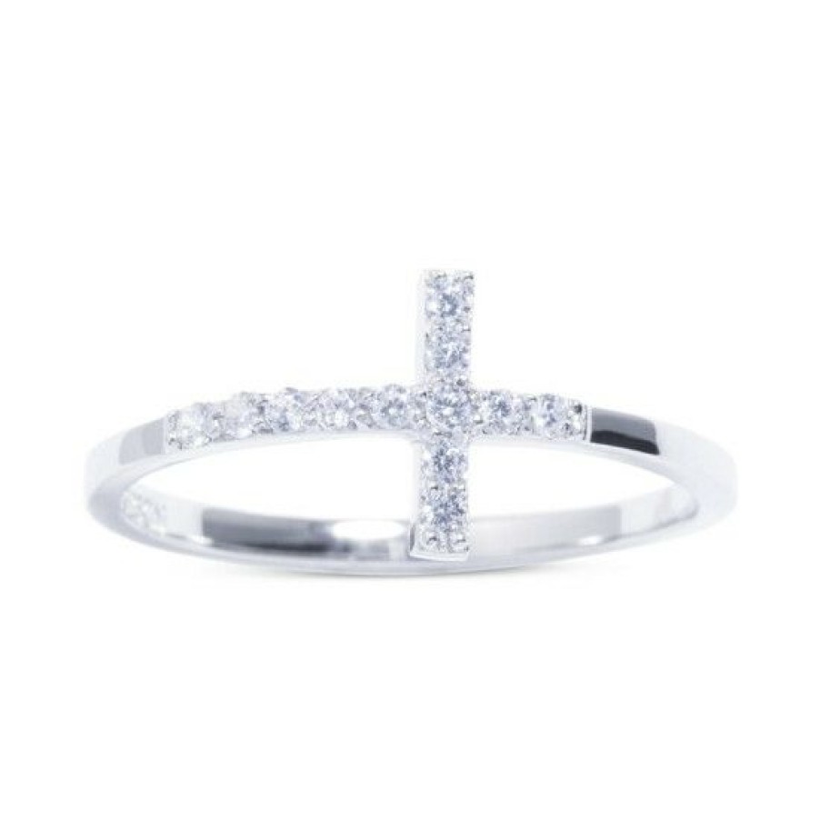 Jewelry & Watches * | Brand New Giani Bernini Cubic Zirconia East-West Cross Ring In Sterling , Created For Macy'S Silver