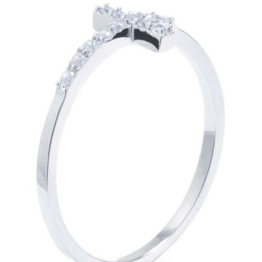 Jewelry & Watches * | Brand New Giani Bernini Cubic Zirconia East-West Cross Ring In Sterling , Created For Macy'S Silver