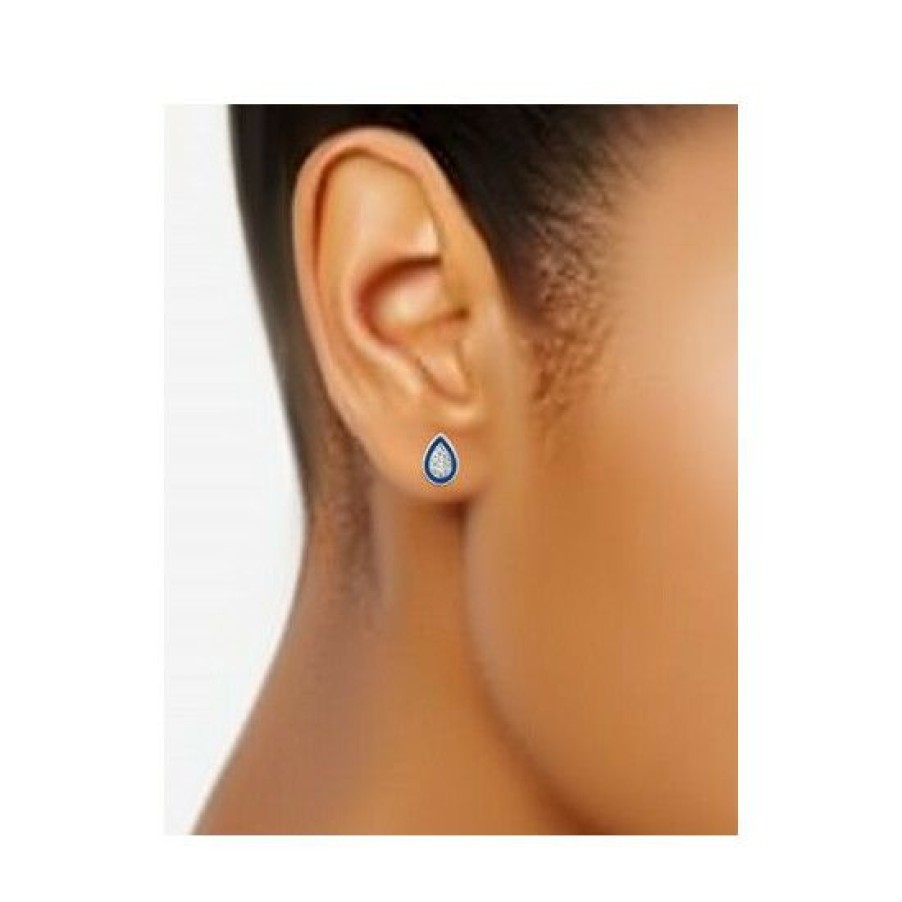 Jewelry & Watches * | Best Pirce Giani Bernini Cubic Zirconia & Enamel Teardrop Stud Earrings In , Created For Macy'S Sterling Silver