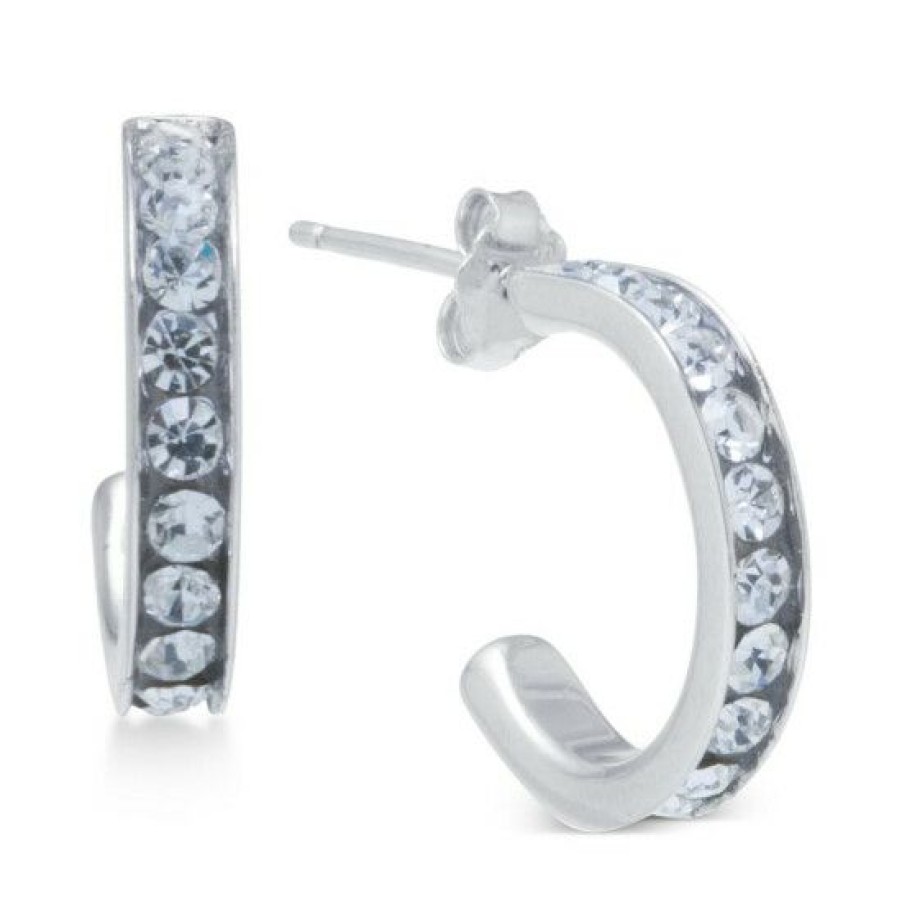 Jewelry & Watches * | Outlet Giani Bernini Small (5/8) Crystal Hoop Earrings In Sterling Silver