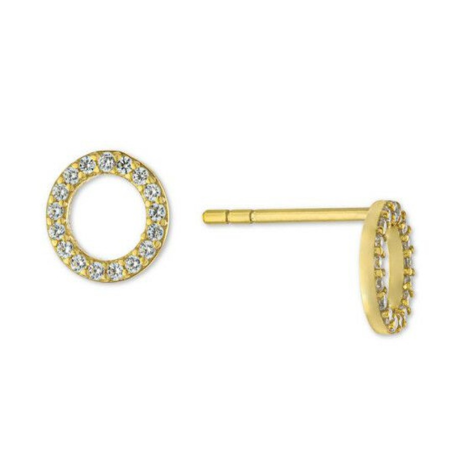 Jewelry & Watches * | Coupon Giani Bernini Cubic Zirconia Circle Stud Earrings In Gold-Plated Sterling Silver, Created For Macy'S Yellow Gold