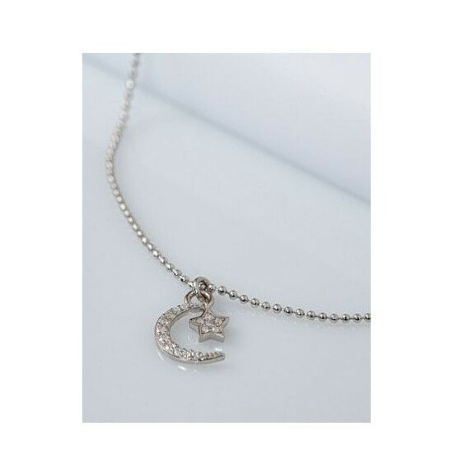 Jewelry & Watches * | Wholesale Giani Bernini Cubic Zirconia Moon & Star Charm Ankle Bracelet In , Created For Macy'S Sterling Silver