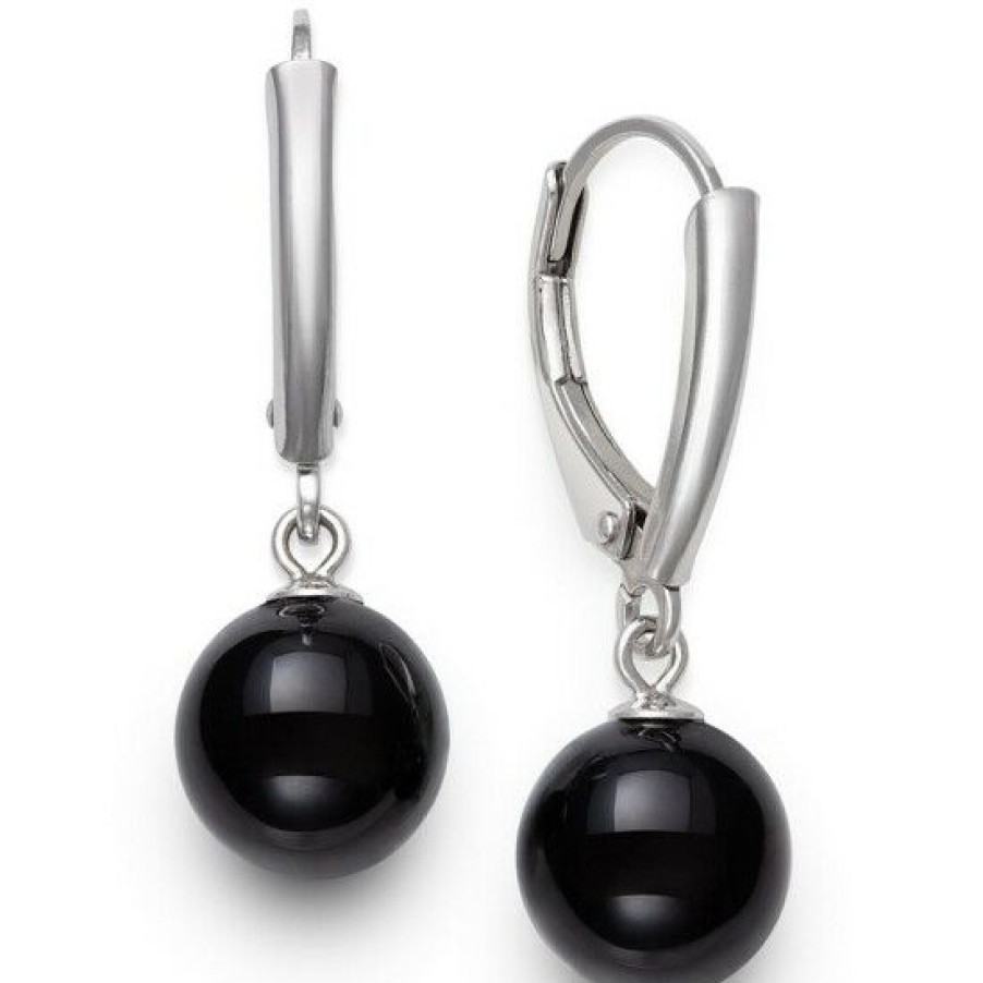 Jewelry & Watches * | Coupon Giani Bernini Onyx Drop Earrings In , Created For Macy'S Sterling Silver