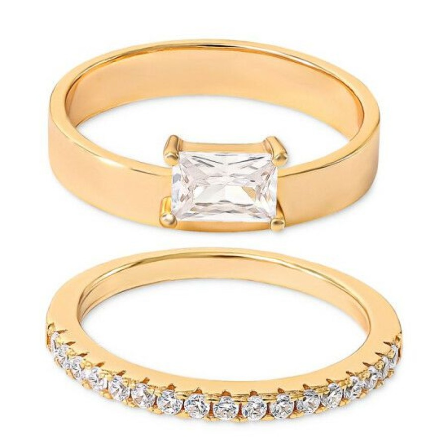 Jewelry & Watches * | Cheap Giani Bernini 2-Pc. Set Cubic Zirconia Ring & Pave Band In 18K Gold-Plated Sterling Silver, Created For Macy'S Gold Over Sterling Silver