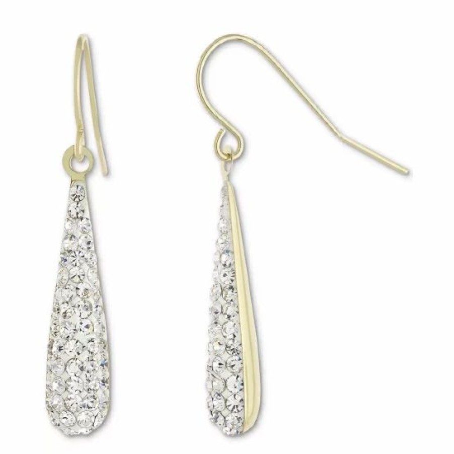 Jewelry & Watches * | Outlet Giani Bernini Crystal Teardrop Drop Earrings In 18K Gold-Plated , Created For Macy'S Sterling Silver