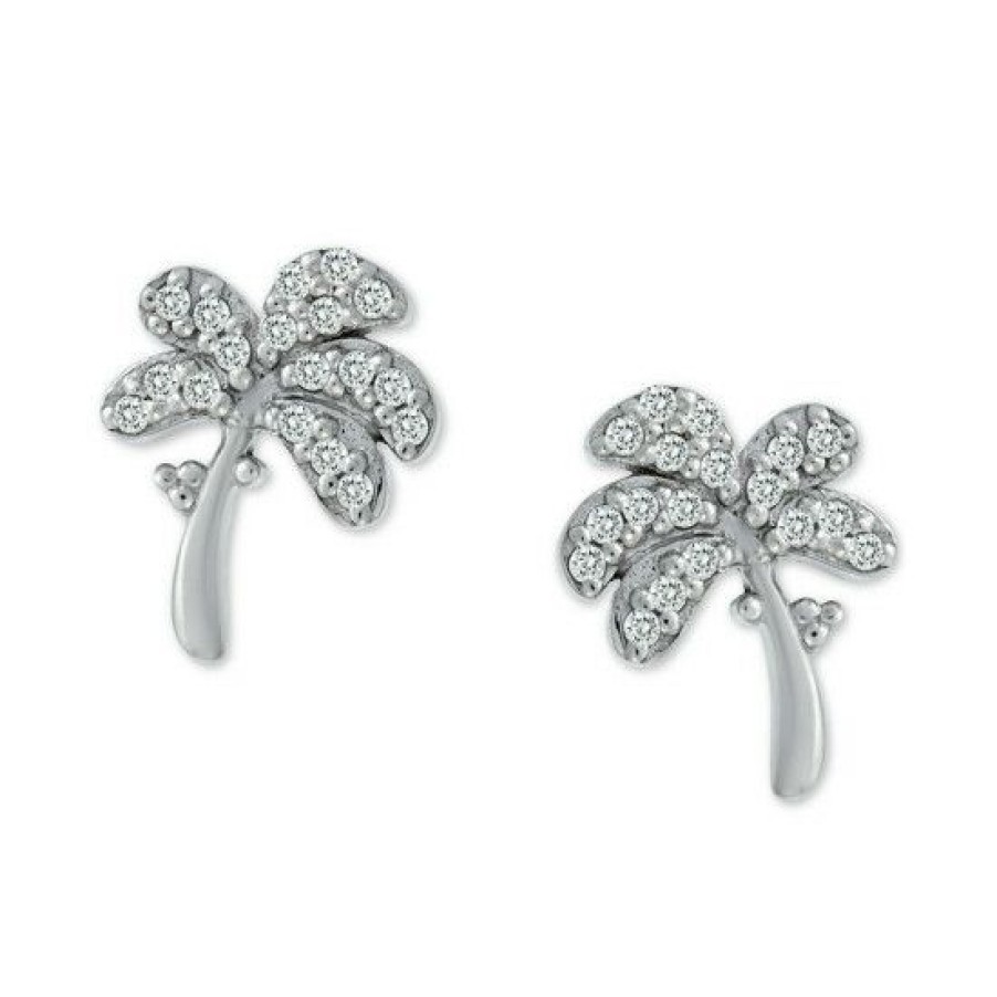 Jewelry & Watches * | Best Sale Giani Bernini Cubic Zirconia Palm Tree Stud Earrings In , Created For Macy'S Sterling Silver