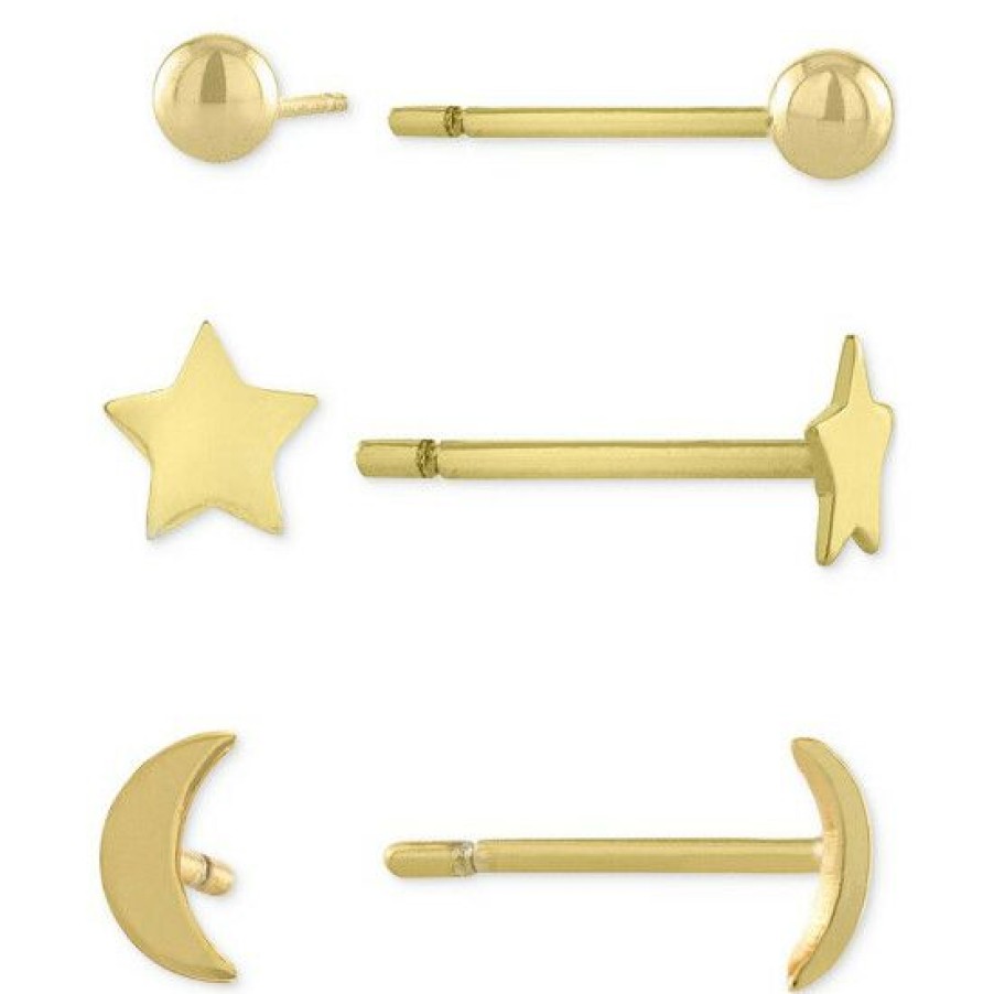 Jewelry & Watches * | Discount Giani Bernini 3-Pc. Set Celestial Stud Earrings In 18K Gold-Plated , Created For Macy'S (Also In )