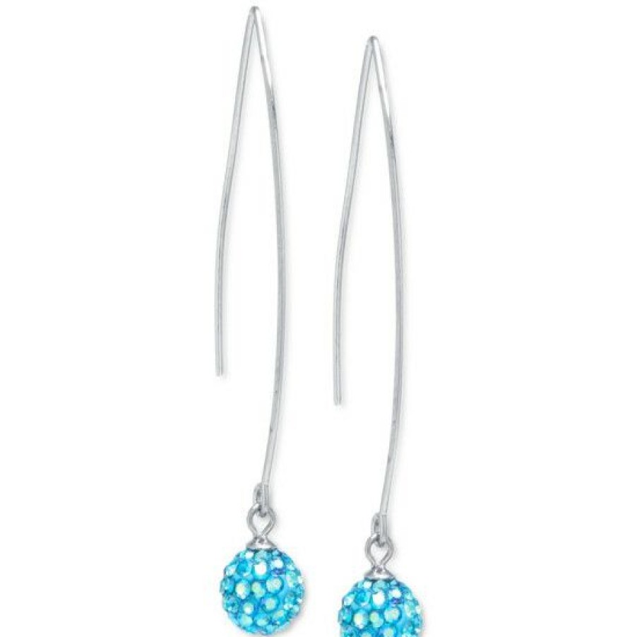 Jewelry & Watches * | Outlet Giani Bernini Light Blue Crystal Cluster Threader Earrings In Sterling Silver