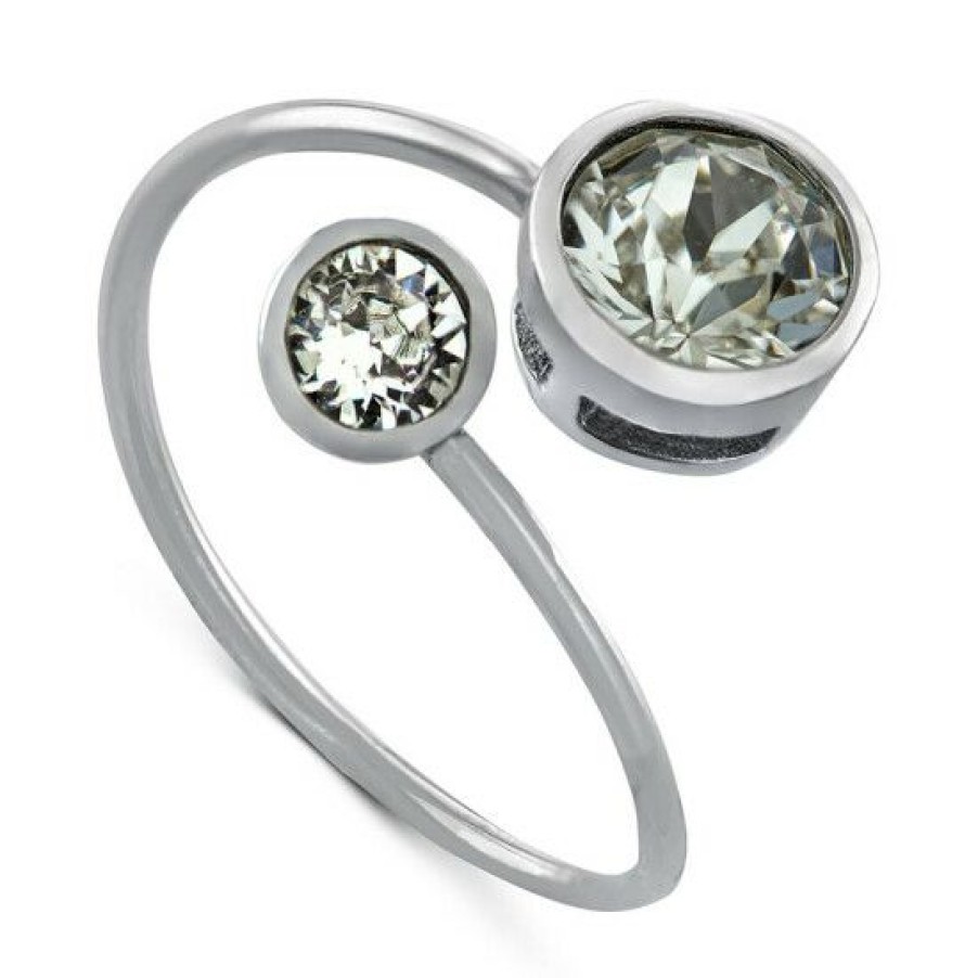 Jewelry & Watches * | Discount Giani Bernini Crystal Bypass Ring In Sterling , Created For Macy'S Silver