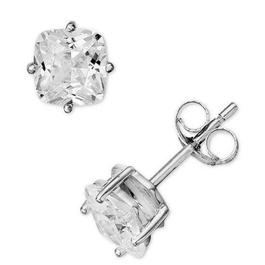 Jewelry & Watches * | Wholesale Giani Bernini Cubic Zirconia Cushion Stud Earrings In , Created For Macy'S Sterling Silver