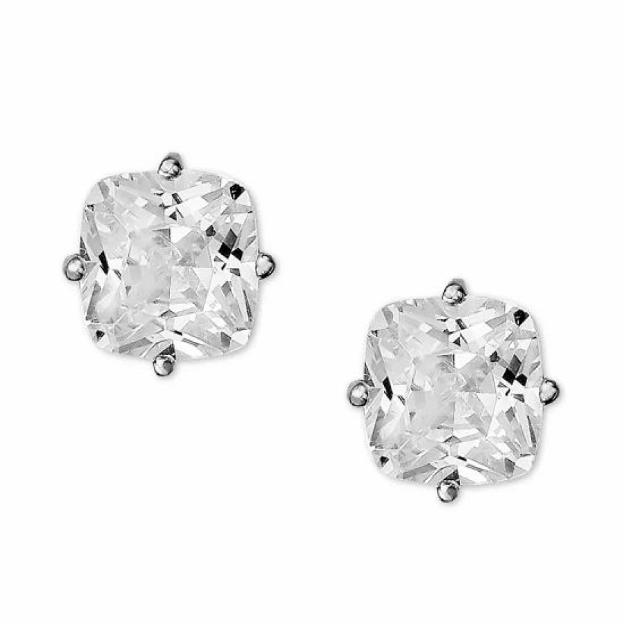 Jewelry & Watches * | Wholesale Giani Bernini Cubic Zirconia Cushion Stud Earrings In , Created For Macy'S Sterling Silver