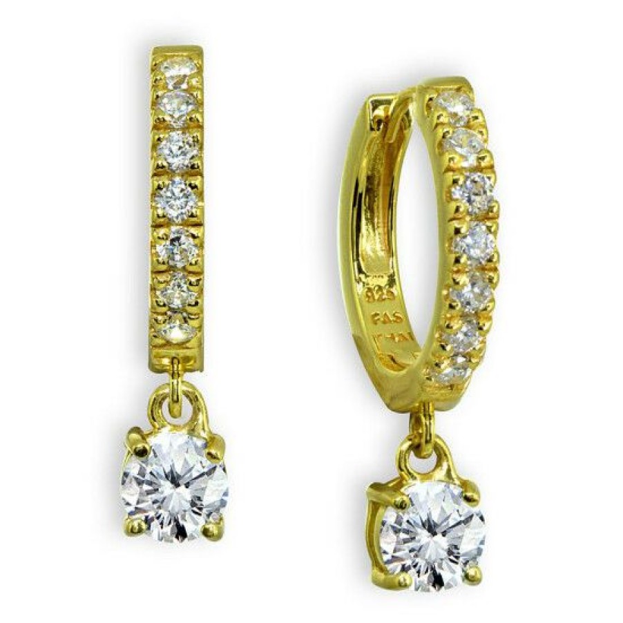 Jewelry & Watches * | Best Pirce Giani Bernini Cubic Zirconia Dangle Drop Huggie Hoop Earring In 18K Plated Sterling Silver Gold