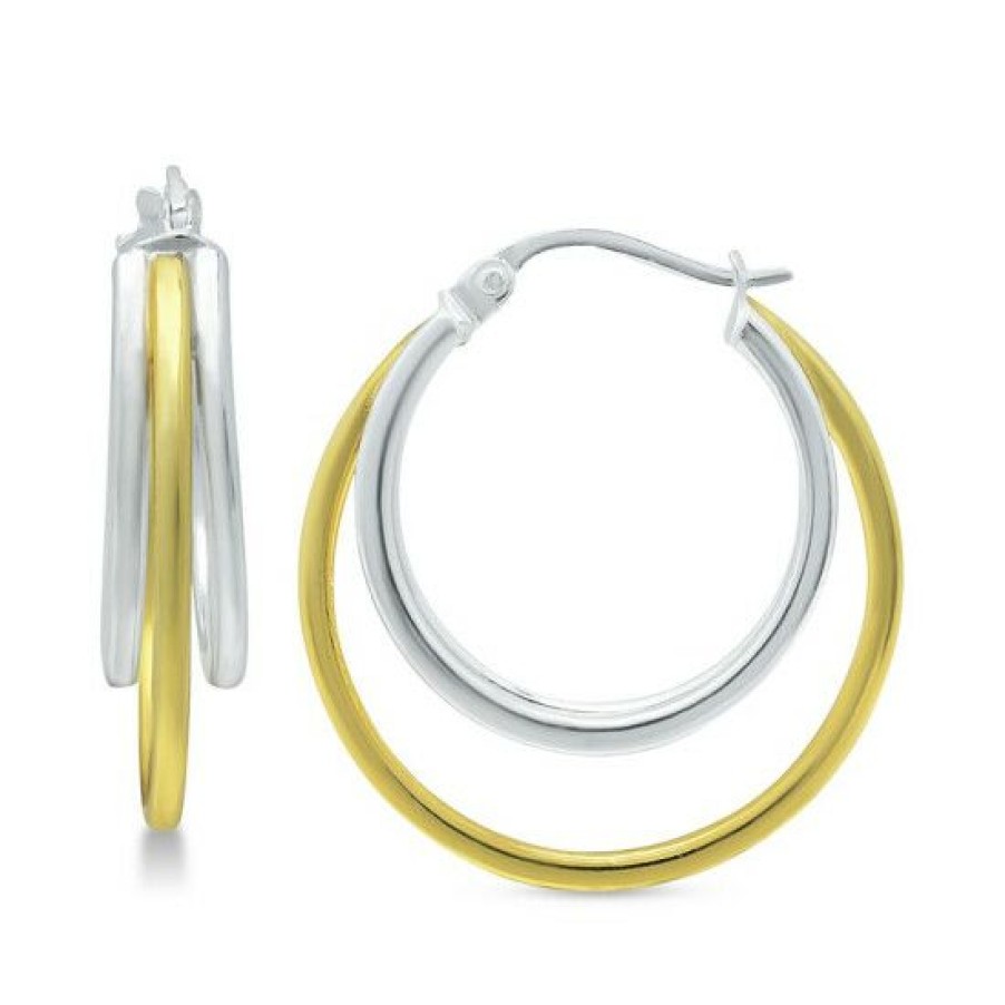 Jewelry & Watches * | Cheap Giani Bernini Small Two-Tone Triple Hoop Earrings, 20Mm, Created For Macy'S 18K Gold Over Sterling Silver