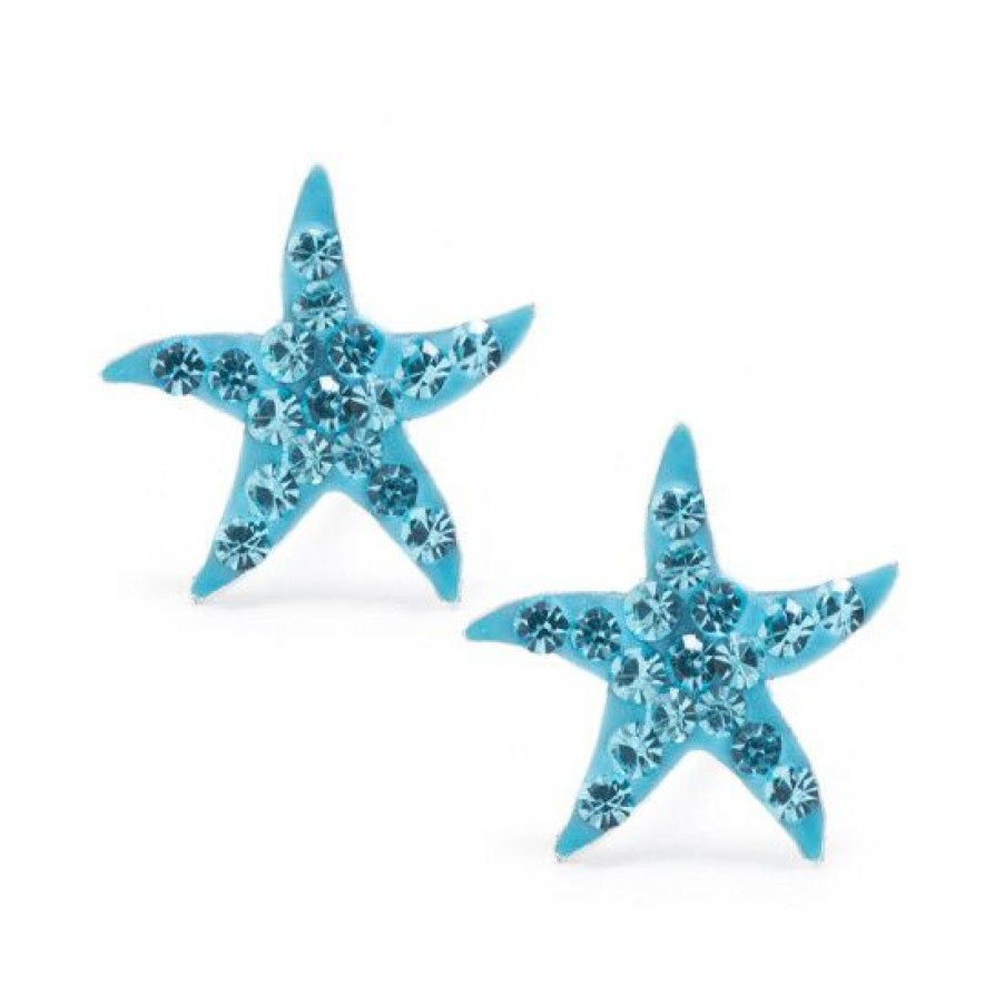 Jewelry & Watches * | Best Pirce Giani Bernini Pave Crystal Starfish Stud Earrings Set In Sterling Silver Light Aqua