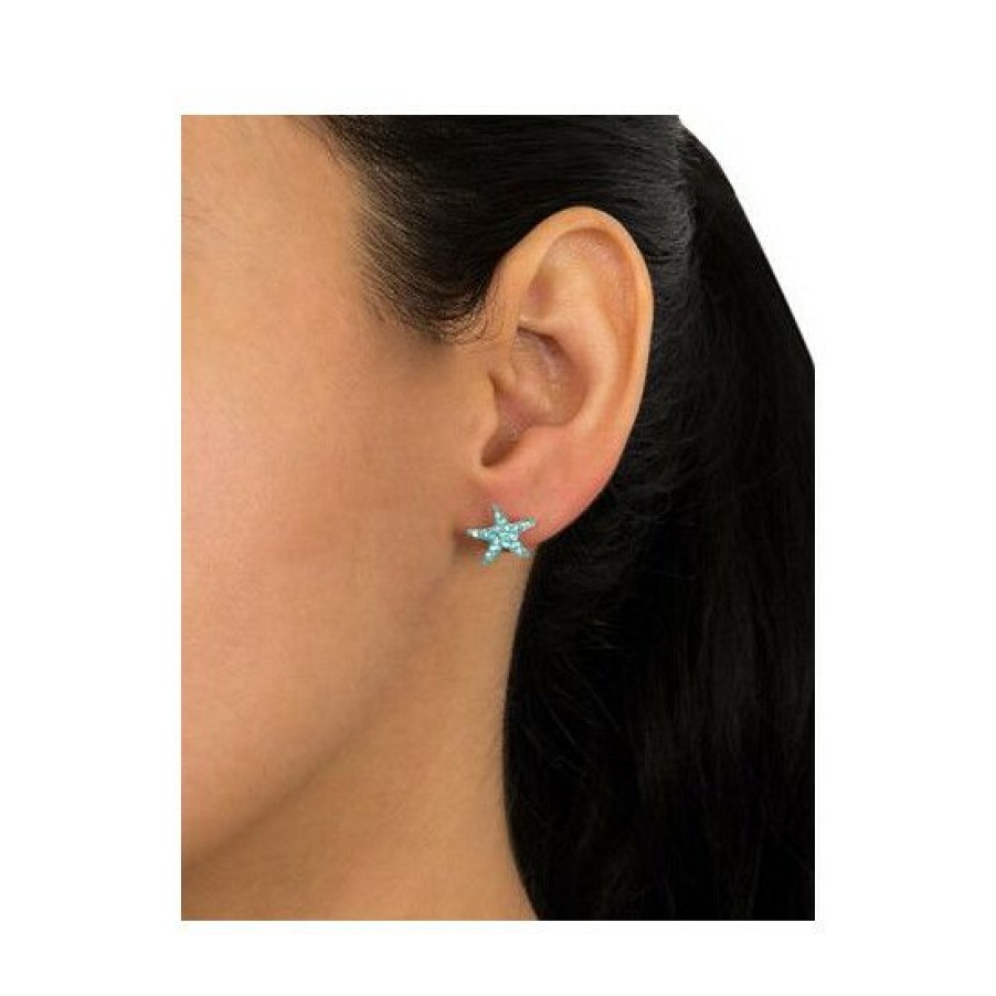 Jewelry & Watches * | Best Pirce Giani Bernini Pave Crystal Starfish Stud Earrings Set In Sterling Silver Light Aqua