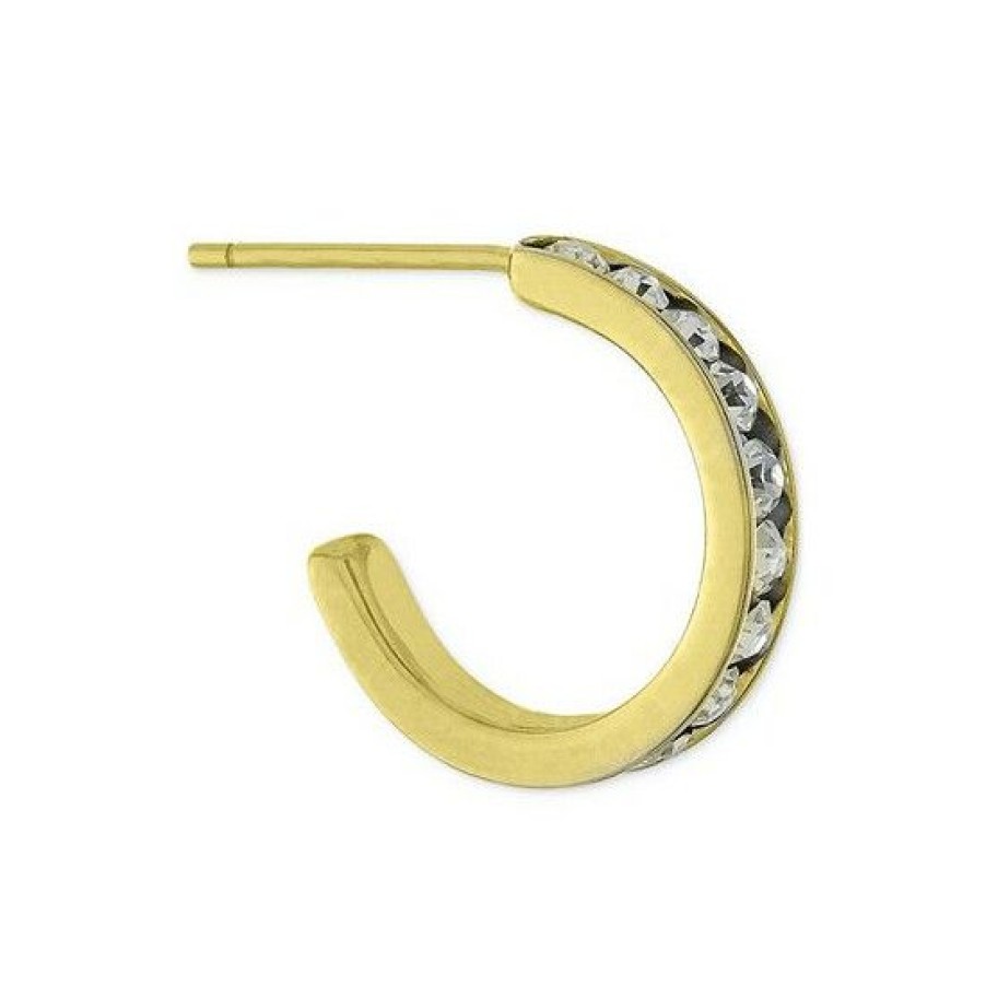 Jewelry & Watches * | Top 10 Giani Bernini Crystal Small Hoop Earrings In 18K Gold-Plated Sterling Silver, 0.59, Created For Macy'S Gold Over Silver