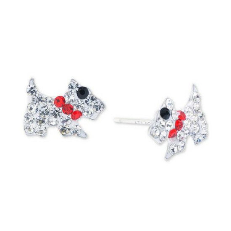 Jewelry & Watches * | Best Sale Giani Bernini Crystal Pave Scottie Dog Stud Earrings In Sterling Silver, Created For Macy'S Multi