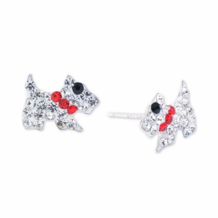 Jewelry & Watches * | Best Sale Giani Bernini Crystal Pave Scottie Dog Stud Earrings In Sterling Silver, Created For Macy'S Multi