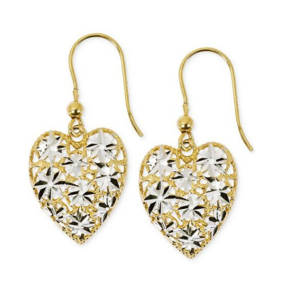 Jewelry & Watches * | Brand New Giani Bernini Openwork Filigree Heart Drop Earrings In Sterling Silver & 18K Gold-Plate, Created For Macy'S Gold Over Silver