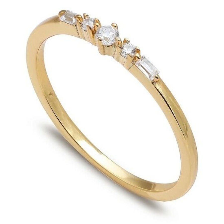 Jewelry & Watches * | Promo Giani Bernini Cubic Zirconia Baguette Band In 18K Gold-Plated Sterling Silver, Created For Macy'S Gold Over Silver