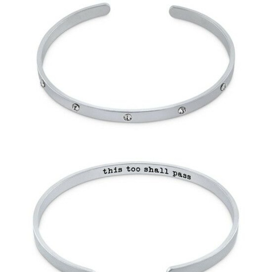 Jewelry & Watches * | Best Pirce Giani Bernini Crystal Inner Message Cuff Bangle Bracelet In , Created For Macy'S Sterling Silver