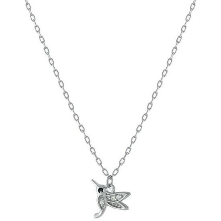 Jewelry & Watches * | Outlet Giani Bernini Cubic Zirconia Hummingbird Pendant Necklace In , 16 + 2 Extender, Created For Macy'S Sterling Silver