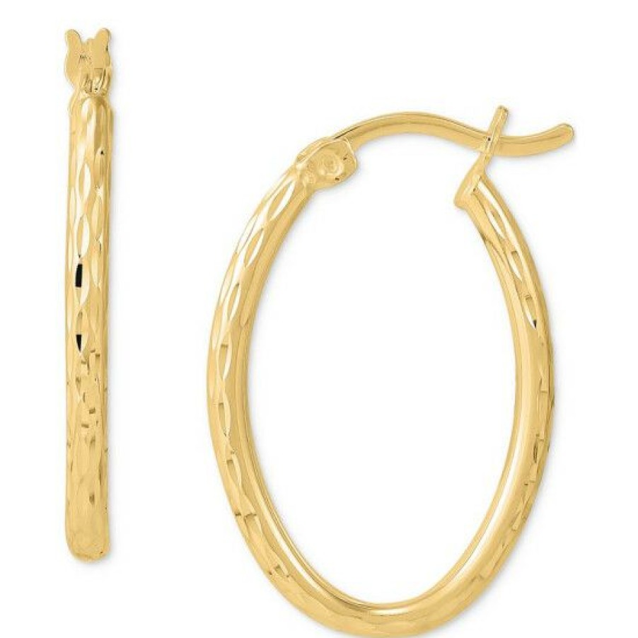 Jewelry & Watches * | Best Reviews Of Giani Bernini Textured Oval Hoop Earrings 25Mm, Created For Macy'S