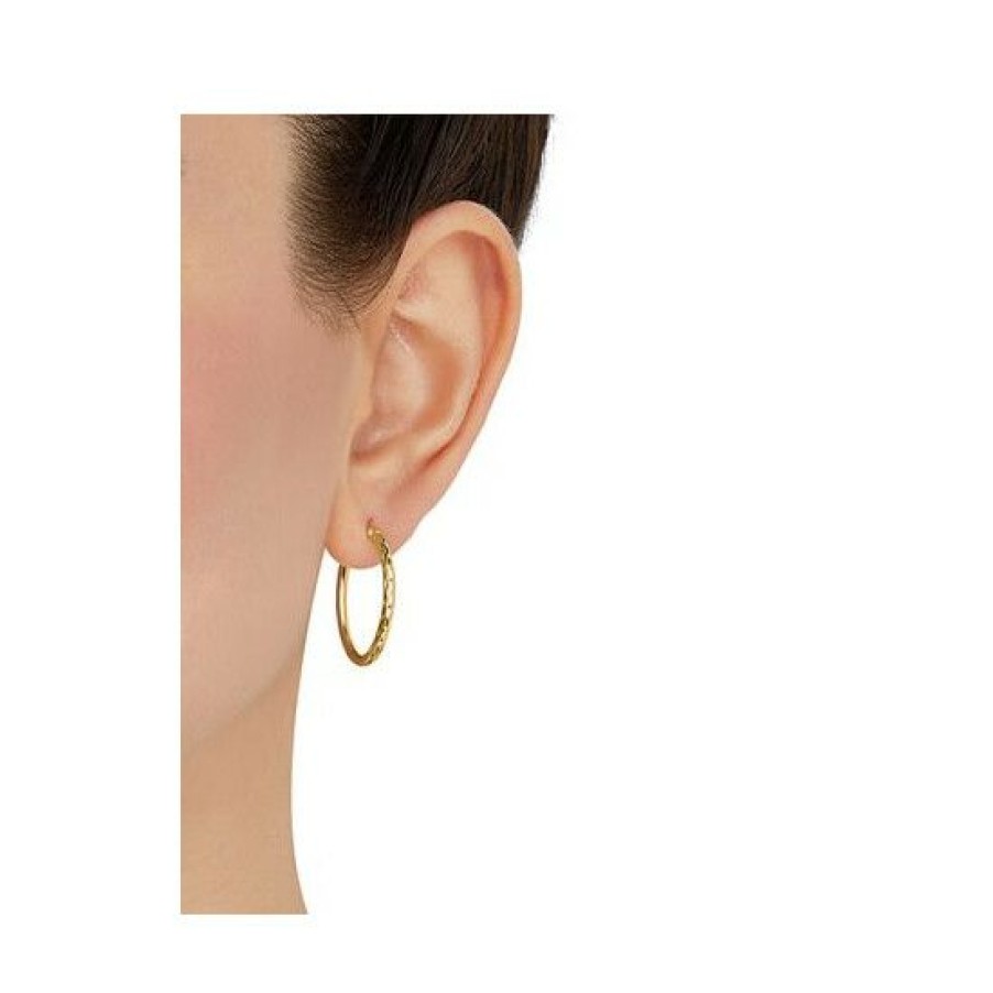 Jewelry & Watches * | Best Reviews Of Giani Bernini Textured Oval Hoop Earrings 25Mm, Created For Macy'S