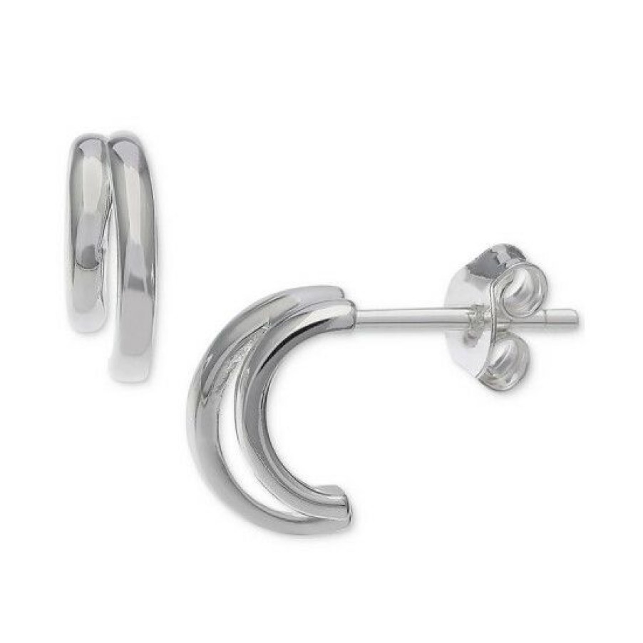 Jewelry & Watches * | Buy Giani Bernini Double Row Half Hoop Earrings In , Created For Macy'S Sterling Silver