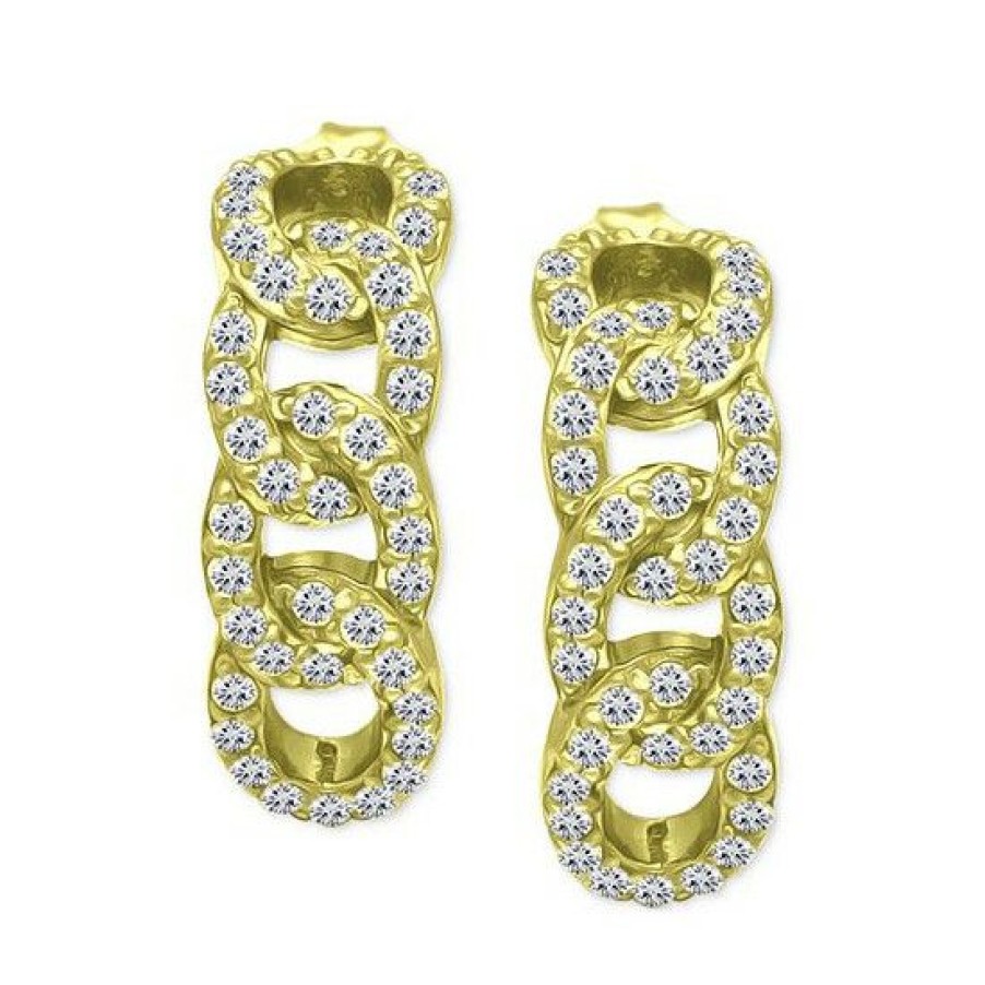 Jewelry & Watches * | Top 10 Giani Bernini Cubic Zirconia Pave Chain Link Half Hoop Earrings, Created For Macy'S