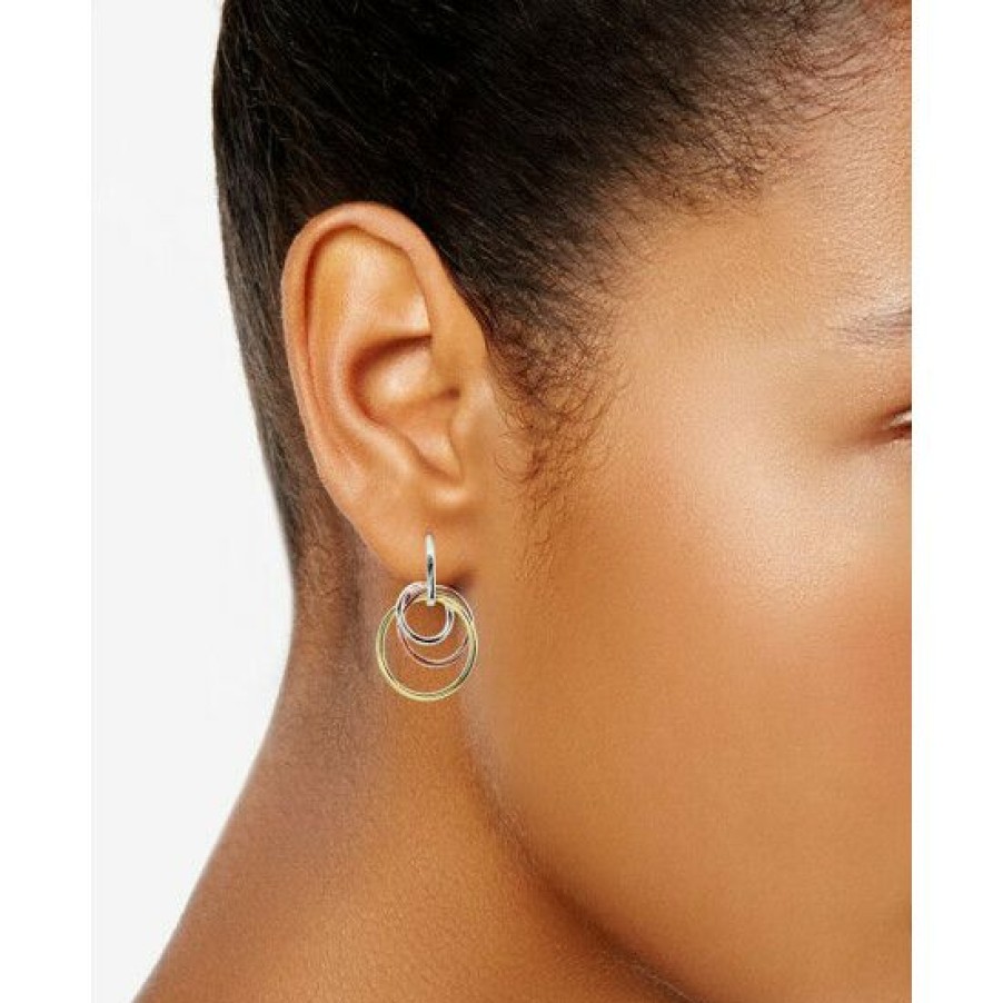 Jewelry & Watches * | Flash Sale Giani Bernini Tricolor Interlocking Circle Drop Earrings In Sterling Silver, 18K Gold-Plate & 18K Rose Gold-Plate, Created For Macy'S Tritone