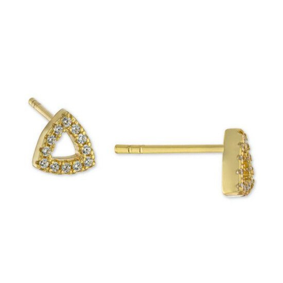 Jewelry & Watches * | Discount Giani Bernini Cubic Zirconia Triangle Stud Earrings In Gold-Plated Sterling Silver, Created For Macy'S Yellow Gold