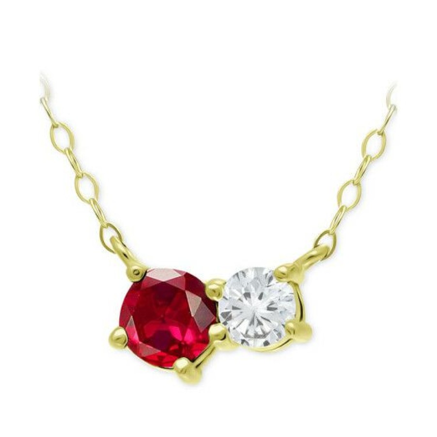 Jewelry & Watches * | Wholesale Giani Bernini Lab-Created Ruby & Cubic Zirconia Two-Stone Pendant Necklace, 16 + 2 Extender, Created For Macy'S