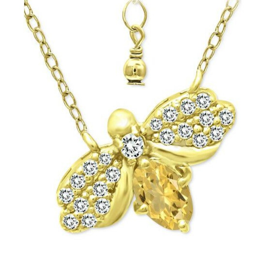 Jewelry & Watches * | Deals Giani Bernini Cubic Zirconia Bee Pendant Necklace In 18K Gold-Plated Sterling Silver, 16 + 2 Extender, Created For Macy'S Gold Over Silver