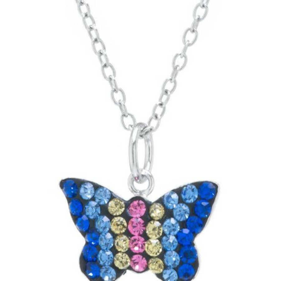 Jewelry & Watches * | Discount Giani Bernini Color Pave Crystal Butterfly Pendant With 18 Chain Set In Sterling Silver Multi