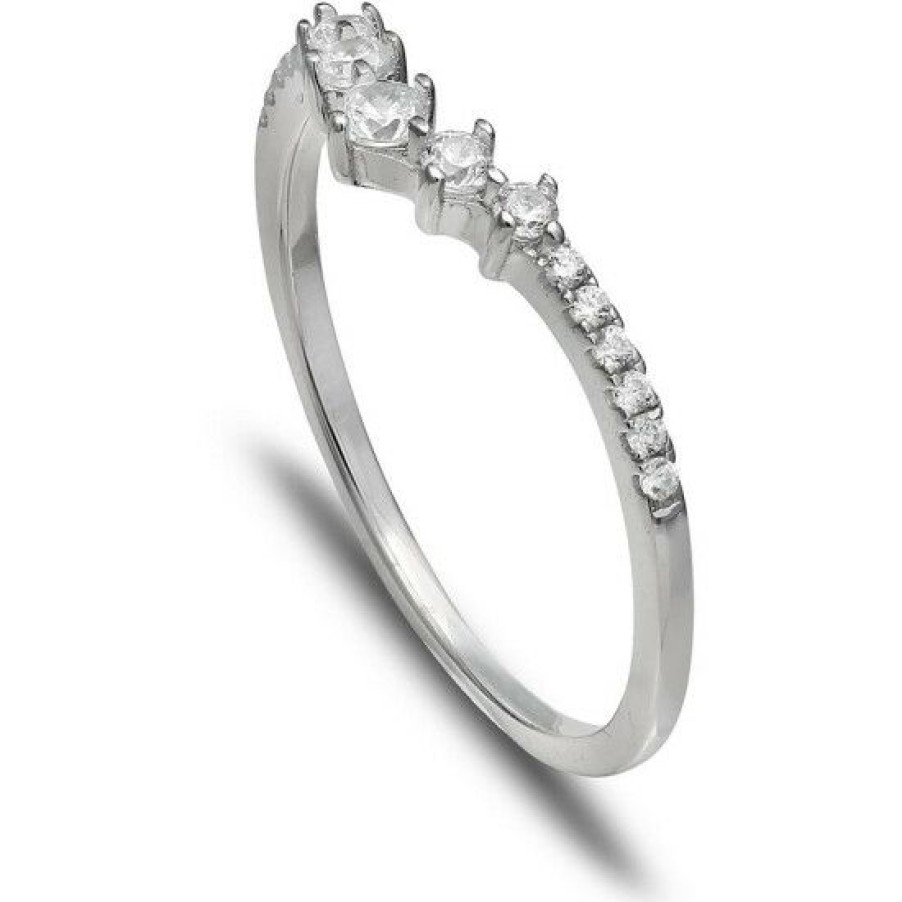 Jewelry & Watches * | Buy Giani Bernini Cubic Zirconia V Band In Sterling , Created For Macy'S Silver