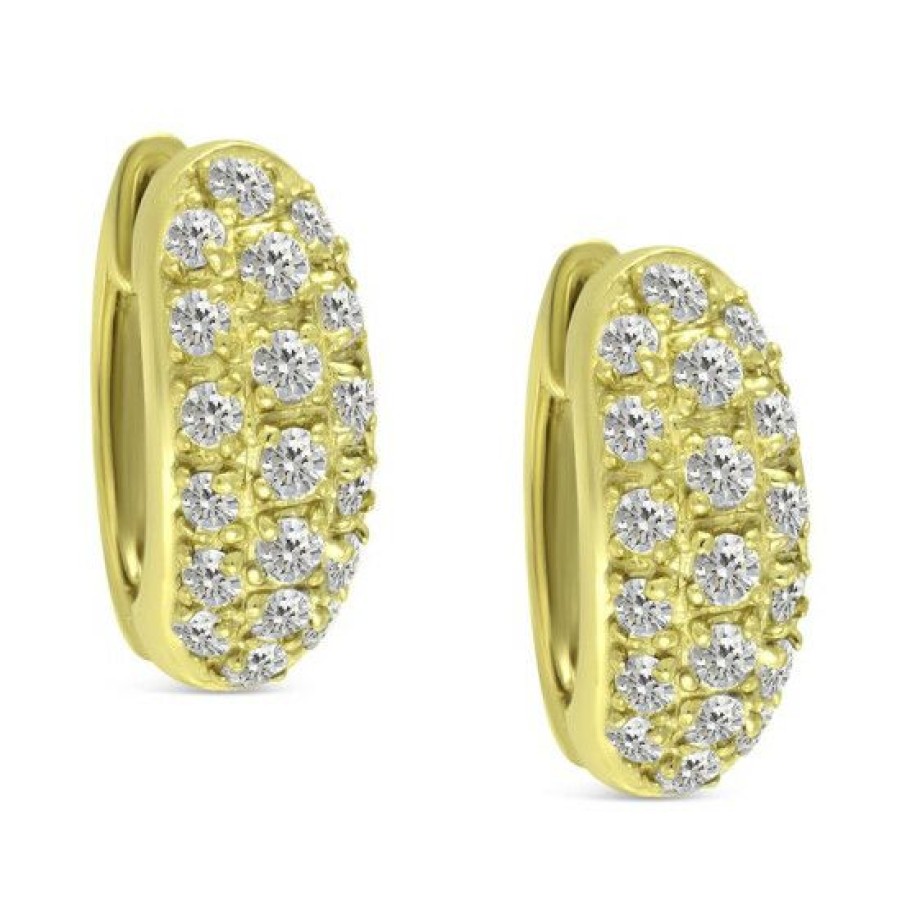 Jewelry & Watches * | Hot Sale Giani Bernini Cubic Zirconia Pave Small Huggie Hoop Earrings In 18K Gold-Plated Sterling Silver, 1/2, Created For Macy'S Gold Over Silver